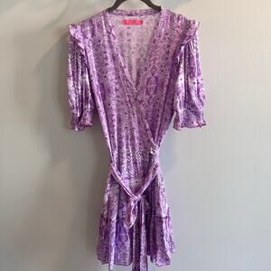 Feather & Find Lavender and White Patterned Wrap Dress Size L